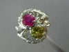 LARGE 1.07CT DIAMOND & AAA PINK YELLOW SAPPHIRE 14KT WHITE GOLD FLOWER LOVE RING