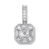 .51CT DIAMOND 14KT WHITE GOLD 3D ROUND BAGUETTE & EMERALD CUT FLOATING PENDANT