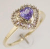 .70CT DIAMOND & AAA PINK TANZANITE 14KT YELLOW GOLD HEART SHAPE & BAGUETTE RING