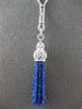 LARGE 79CT DIAMOND & AAA SAPHIRE 14KT WHITE GOLD 3D LARIAT FUN ETERNITY NECKLACE