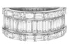 WIDE 3.25CT DIAMOND 18KT WHITE GOLD 3D ROUND & BAGUETTE WEDDING ANNIVERSARY RING