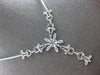 LARGE 1.25CT DIAMOND 18KT WHITE GOLD 3D FLOWER SNOWFLAKE LARIAT NECKLACE #27832