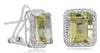 6.48CT DIAMOND & AAA LEMON QUARTZ 14K WHITE GOLD 3D EMERALD CUT & ROUND EARRINGS