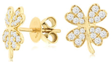 .45CT DIAMOND 14KT YELLOW GOLD 3D MULTI HEART FLORAL SHAMROCK FUN STUD EARRINGS