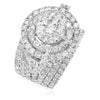 ESTATE LARGE 4.22CT DIAMOND 18KT WHITE GOLD 3D MULTI ROW FLOWER COCKTAIL RING