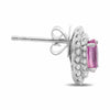 ESTATE 1.71CT DIAMOND & AAA PINK SAPPHIRE 18KT WHITE GOLD  OVAL 3D STUD EARRINGS