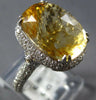 LARGE 9.02CT DIAMOND & AAA CITRINE 18K WHITE GOLD CUSHION & ROUND STATEMENT RING