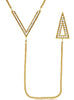 ESTATE .23CT DIAMOND 14KT YELLOW GOLD 3D V SHAPE TRIANGULAR LARIAT LOVE NECKLACE
