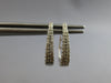 ESTATE .33CT DIAMOND 14KT WHITE GOLD CLASSIC 2 ROW OVAL HUGGIE HANGING EARRINGS