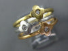 ESTATE .06CT DIAMOND 14KT TRI COLOR GOLD ETOILE FLOWER TRIPLE STACKABLE FUN RING