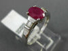 ESTATE .70CT DIAMOND & AAA RUBY 14KT WHITE GOLD 3D OVAL BAGUETTE ENGAGEMENT RING