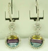 3.3CT DIAMOND & AAA MULTI COLOR CITRINE 14K WHITE GOLD CIRCULAR HANGING EARRINGS
