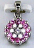 ESTATE .65CT DIAMOND & AAA SAPPHIRE 14KT WHITE GOLD 3D CLUSTER FLOWER PENDANT