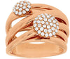 ESTATE .45CT DIAMOND 14KT ROSE GOLD 3D ROUND CLUSTER CRISS CROSS FLOWER FUN RING