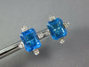 LARGE 10.1CT DIAMOND & AAA BLUE TOPAZ 14KT WHITE GOLD EMERALD CUT STUD EARRINGS