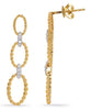 .09CT DIAMOND 14K 2 TONE GOLD 3D OPEN OVAL LOVE KNOT GRADUATING HANGING EARRINGS