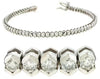 ESTATE 3.27CT DIAMOND 14KT WHITE GOLD 3D ROUND HEXAGON CHANNEL TENNIS BRACELET