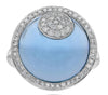 ESTATE 9.16CT DIAMOND & AAA BLUE TOPAZ 14KT WHITE GOLD 3D CIRCULAR FUN RING