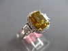 GIA LARGE 3.72CT WHITE & FANCY YELLOW DIAMOND 18KT WHITE GOLD MULTI SHAPE RING