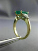 ESTATE LARGE 4.16CT DIAMOND & EMERALD 18K YELLOW GOLD & PLATINUM ENGAGEMENT RING