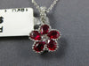 1CT DIAMOND & AAA RUBY 18K WHITE GOLD PEAR SHAPE CLASSIC FLOWER FILIGREE PENDANT