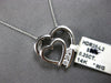 .25CT DIAMOND 14K WHITE GOLD 3D 3 STONE PAST PRESENT FUTURE DOUBLE HEART PENDANT