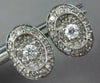 ESTATE 2.0CT DIAMOND 14K WHITE GOLD 3D ROUND OVAL FILIGREE CLUSTER STUD EARRINGS