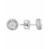 ESTATE .54CT DIAMOND 18K WHITE GOLD ROUND FLOWER HALO DIAMOND CUT STUD EARRINGS