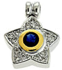 ESTATE .96CT DIAMOND & AAA SAPPHIRE 14KT 2 TONE GOLD STAR LOVE FLOATING PENDANT
