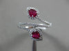 ESTATE WIDE .72CT DIAMOND & AAA RUBY 18KT WHITE GOLD 3D CLASSIC DOUBLE LEAF RING
