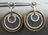 ESTATE LARGE 1.0CT DIAMOND 14K WHITE & BROWN GOLD CIRCLE OF LIFE ETOILE EARRINGS