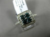 WIDE .88CT WHITE & BLUE DIAMOND 18KT WHITE GOLD 3D SQUARE CLUSTER PROMISE RING