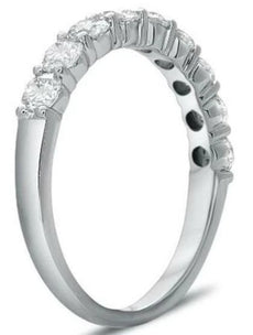 .92CT DIAMOND 14KT WHITE GOLD 9 STONE SEMI ETERNITY SHARE PRONG ANNIVERSARY RING