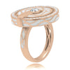 LARGE .58CT DIAMOND & WHITE ENAMEL 18KT ROSE GOLD FLOWER STAR SOLITAIRE FUN RING