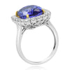 9.52CT DIAMOND & AAA TANZANITE 14KT 2 TONE GOLD CUSHION & ROUND ENGAGEMENT RING