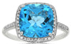 5.0CT DIAMOND & AAA BLUE TOPAZ 14KT WHITE GOLD 3D CUSHION & ROUND HALO FUN RING