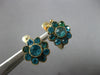 ANTIQUE 1.80CT AAA BLUE TOPAZ 14KT YELLOW GOLD 3D FLOWER HANGING EARRINGS #28301