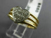 ESTATE .20CT DIAMOND 14KT YELLOW GOLD 3D MULTI ROW PAVE HEART LOVE RING #17221