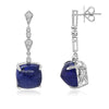 LARGE 21.73CT DIAMOND & AAA TANZANITE 18K WHITE GOLD 3D CUSHION & ROUND EARRINGS