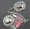 LARGE 1.06CT DIAMOND 18K WHITE GOLD ROUND & BAGUETTE INVISIBLE CRISS CROSS RING