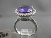ESTATE LARGE 7.28CT DIAMOND & AAA AMETHYST 14KT WHITE GOLD 3D FILIGREE HALO RING