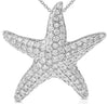 ESTATE .57CT DIAMOND 14KT WHITE GOLD 3D LUCKY STARFISH FUN FLOATING PENDANT
