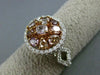 ESTATE LARGE 1.69CT MULTI COLOR DIAMOND 18KT WHITE ROSE GOLD FILIGREE ROUND RING