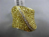 ESTATE LARGE 3.30CT DIAMOND YELLOW SAPPHIRE 18KT YELLOW GOLD MULTI ROW LEAF RING