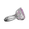 EXTRA LARGE 10.28CT DIAMOND & AAA KUNZITE 18K WHITE GOLD 3D 3 STONE CLASSIC RING