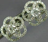 ESTATE .68CT DIAMOND 18KT WHITE GOLD 3D OPEN FLOWER SOLITAIRE STUD EARRINGS
