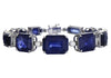 LARGE 63.20CT DIAMOND & AAA SAPPHIRE 18K WHITE GOLD ROUND & EMERALD CUT BRACELET