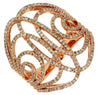 ESTATE LARGE 1.0CT DIAMOND 14KT ROSE GOLD ROUND 3D MULTI ROW LOVE KNOT FUN RING