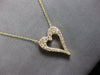 ESTATE .64CT DIAMOND 14KT YELLOW GOLD 3D ROUND CLASSIC OPEN HEART LOVE NECKLACE