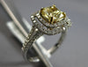 GIA CERTIFIED LARGE 1.47CT WHITE & FANCY YELLOW DIAMOND 14KT WHITE GOLD 3D RING